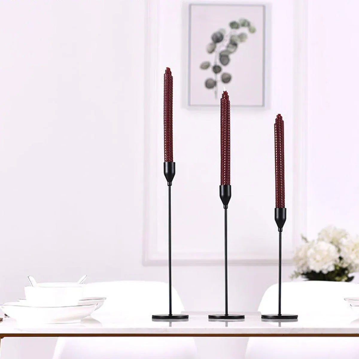 Set of 3 Decorative Candlestick Holder Candle Stand for Wedding / Dinner / Party - French Gold