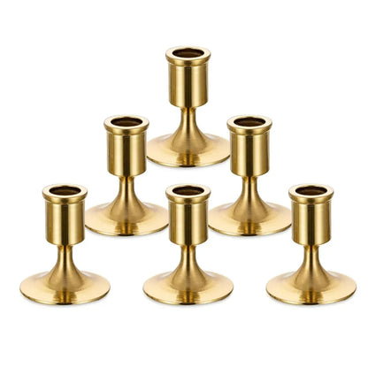 6PCS Gold Candle Holder Decoration Tabletop for Christmas Romantic Dinner Decor