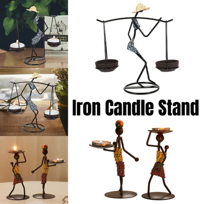 Candle Holder Stand Metal Candlestick Restaurant Table Centrepiece Display Decor - Carrying Tray