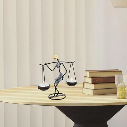 Candle Holder Stand Metal Candlestick Restaurant Table Centrepiece Display Decor - Carrying Tray