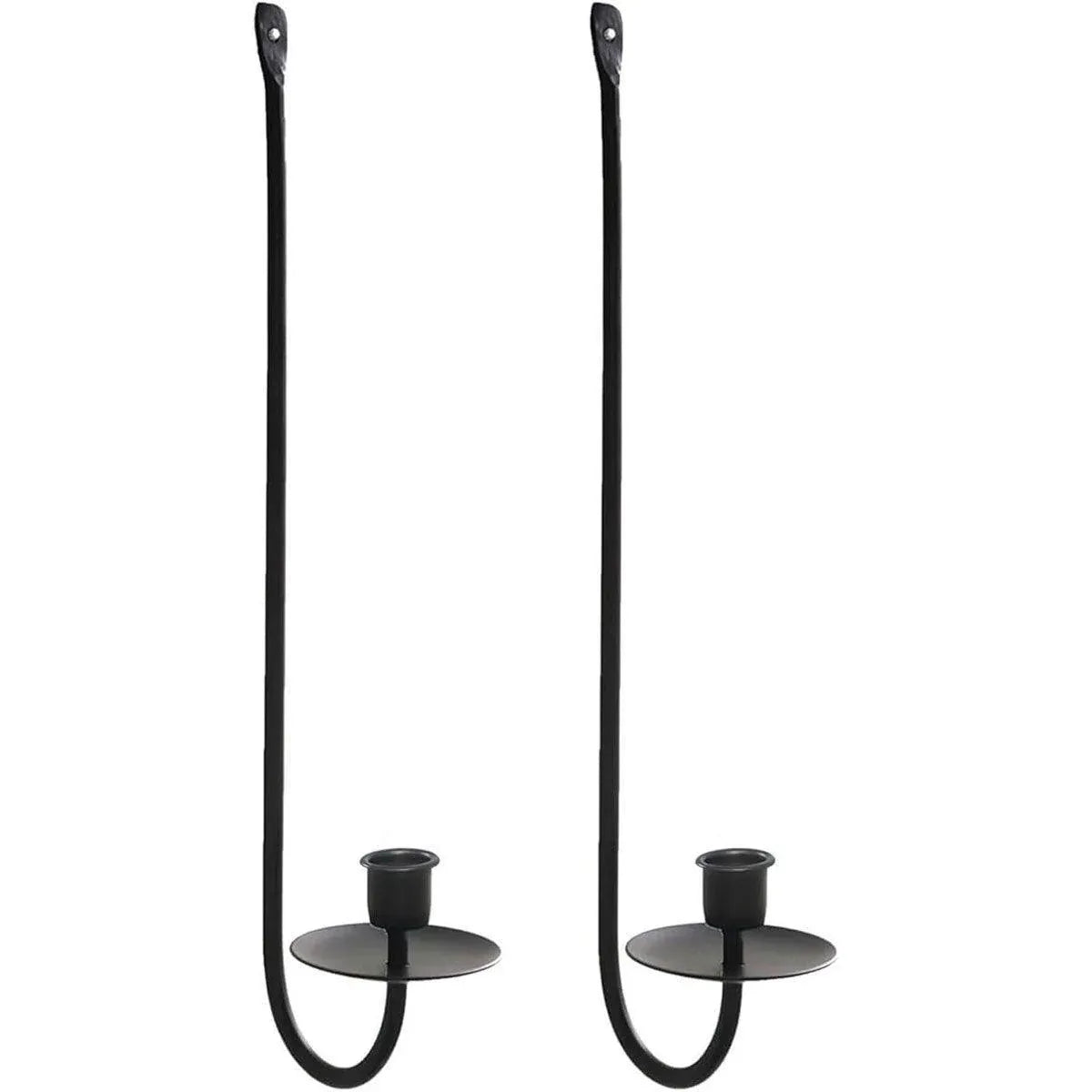 2PCS Black Metal Wall Mounted Iron Candlestick Holder L Shape Modern Home Decor