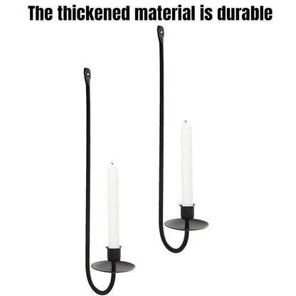 2PCS Black Metal Wall Mounted Iron Candlestick Holder L Shape Modern Home Decor
