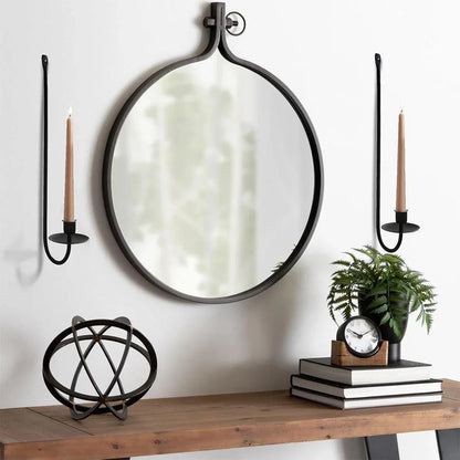 2PCS Black Metal Wall Mounted Iron Candlestick Holder L Shape Modern Home Decor
