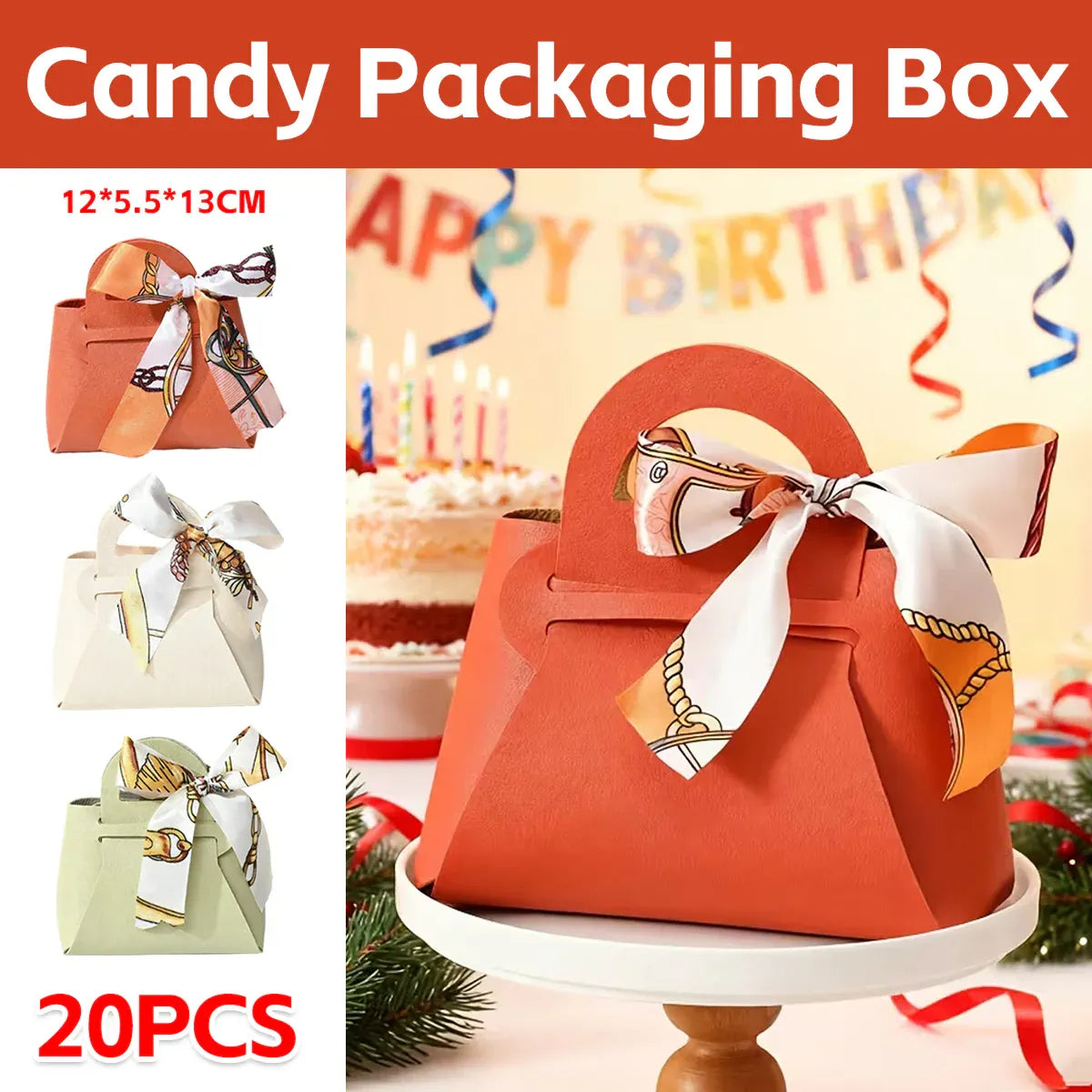 20PCS Handheld Wedding Candy Packaging Bags for Party Favors Wedding Decor Use - Orange