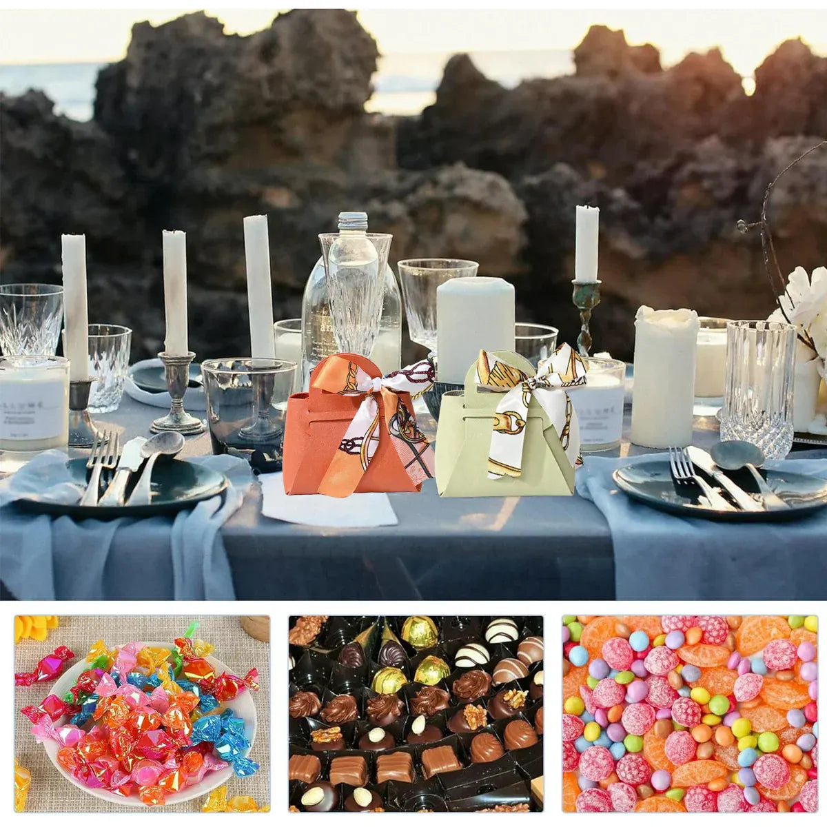 20PCS Handheld Wedding Candy Packaging Bags for Party Favors Wedding Decor Use - Orange