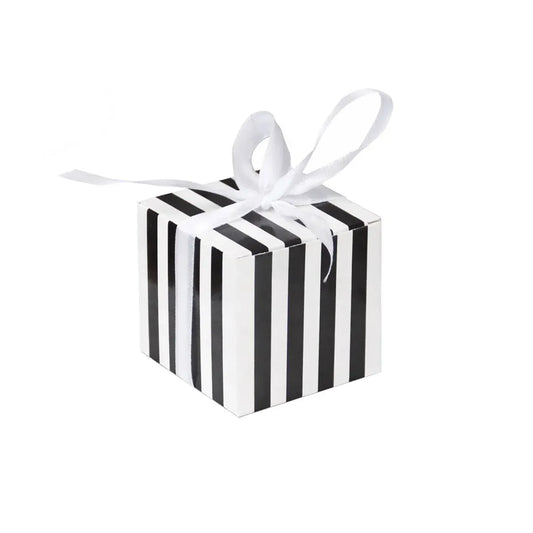 100Pcs Square Favour Boxes with Ribbon Wedding Birthday Party Decorative Gift Box - Black