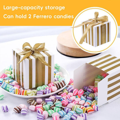 100Pcs Square Favour Boxes with Ribbon Wedding Birthday Party Decorative Gift Box - Black