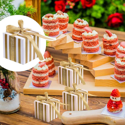 100Pcs Square Favour Boxes with Ribbon Wedding Birthday Party Decorative Gift Box - Black