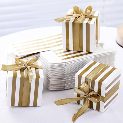100Pcs Square Favour Boxes with Ribbon Wedding Birthday Party Decorative Gift Box - Black