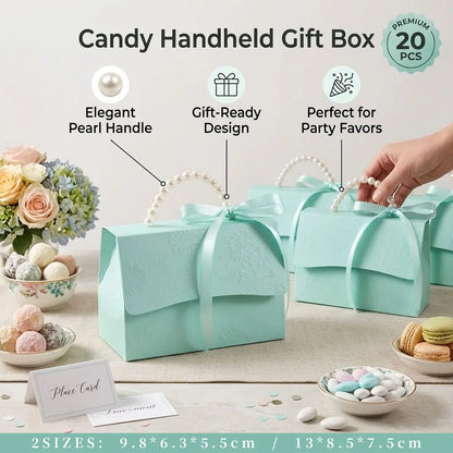 20pcs Pearl Handle Gift Box Set Wedding Favour Candy Box Party Packaging - L