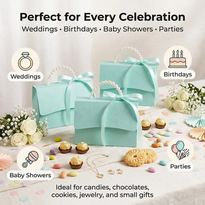 20pcs Pearl Handle Gift Box Set Wedding Favour Candy Box Party Packaging - L