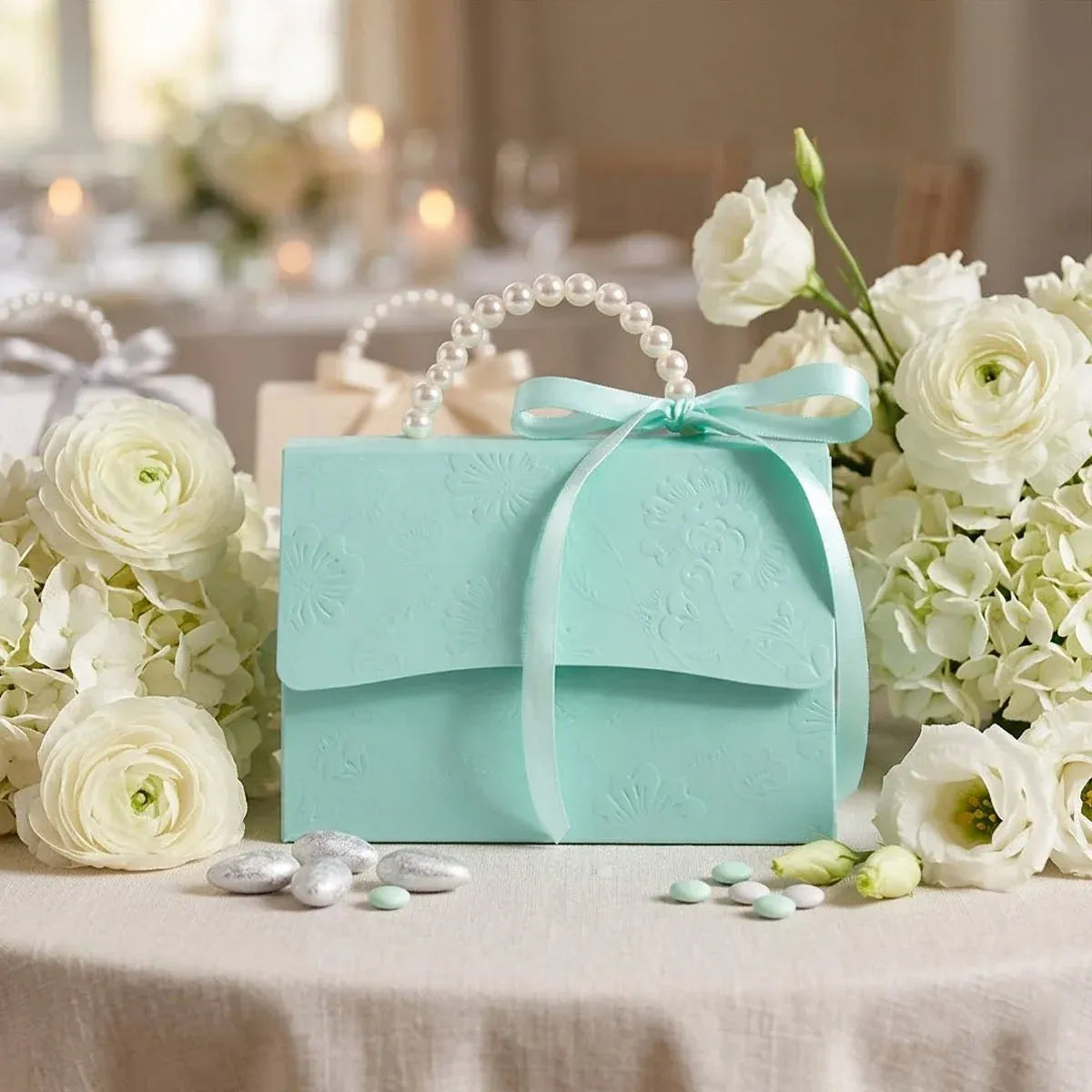 20pcs Pearl Handle Gift Box Set Wedding Favour Candy Box Party Packaging - L