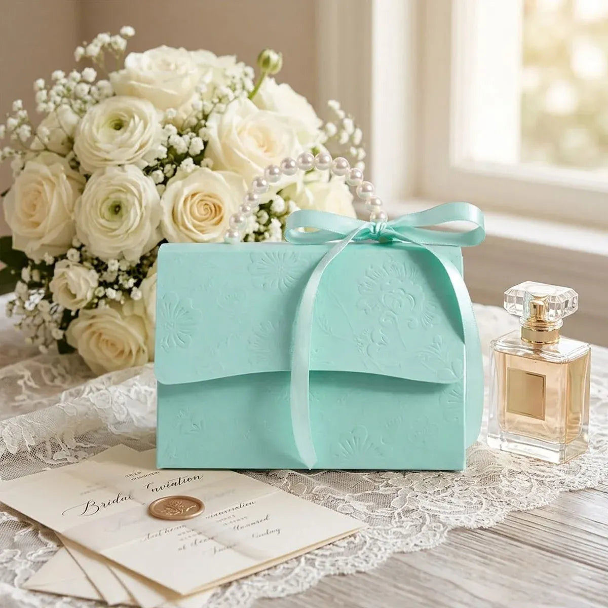 20pcs Pearl Handle Gift Box Set Wedding Favour Candy Box Party Packaging - L