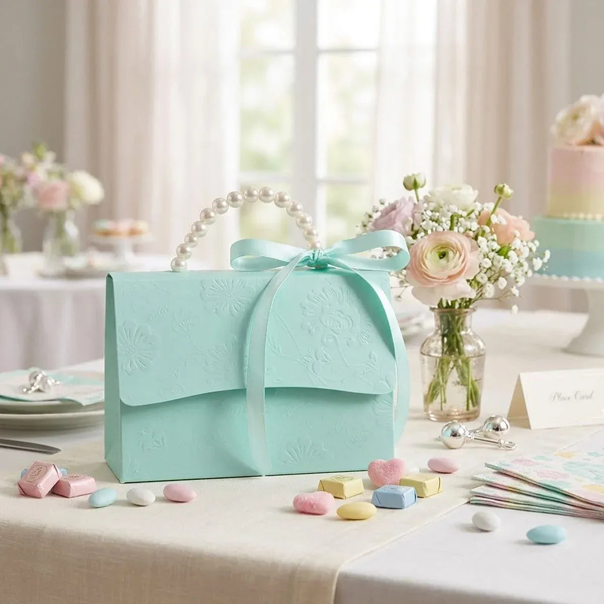 20pcs Pearl Handle Gift Box Set Wedding Favour Candy Box Party Packaging - L