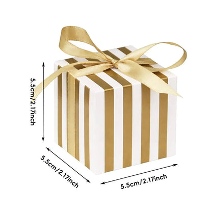 100Pcs Square Favour Boxes with Ribbon Wedding Birthday Party Decorative Gift Box - Red