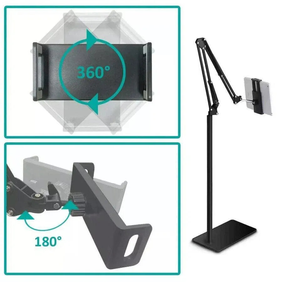 Hands Free Floor Stand Adjustable Bed Clip Holder For Tablet iPad iPhone Switch - 175cm White(Floor Cantilever Stand