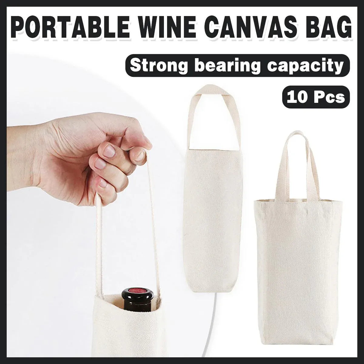 10pcs Portable Wine Bag Canvas Burlap Bottle Packing Holder for Gift Storage - 30x14x8cm