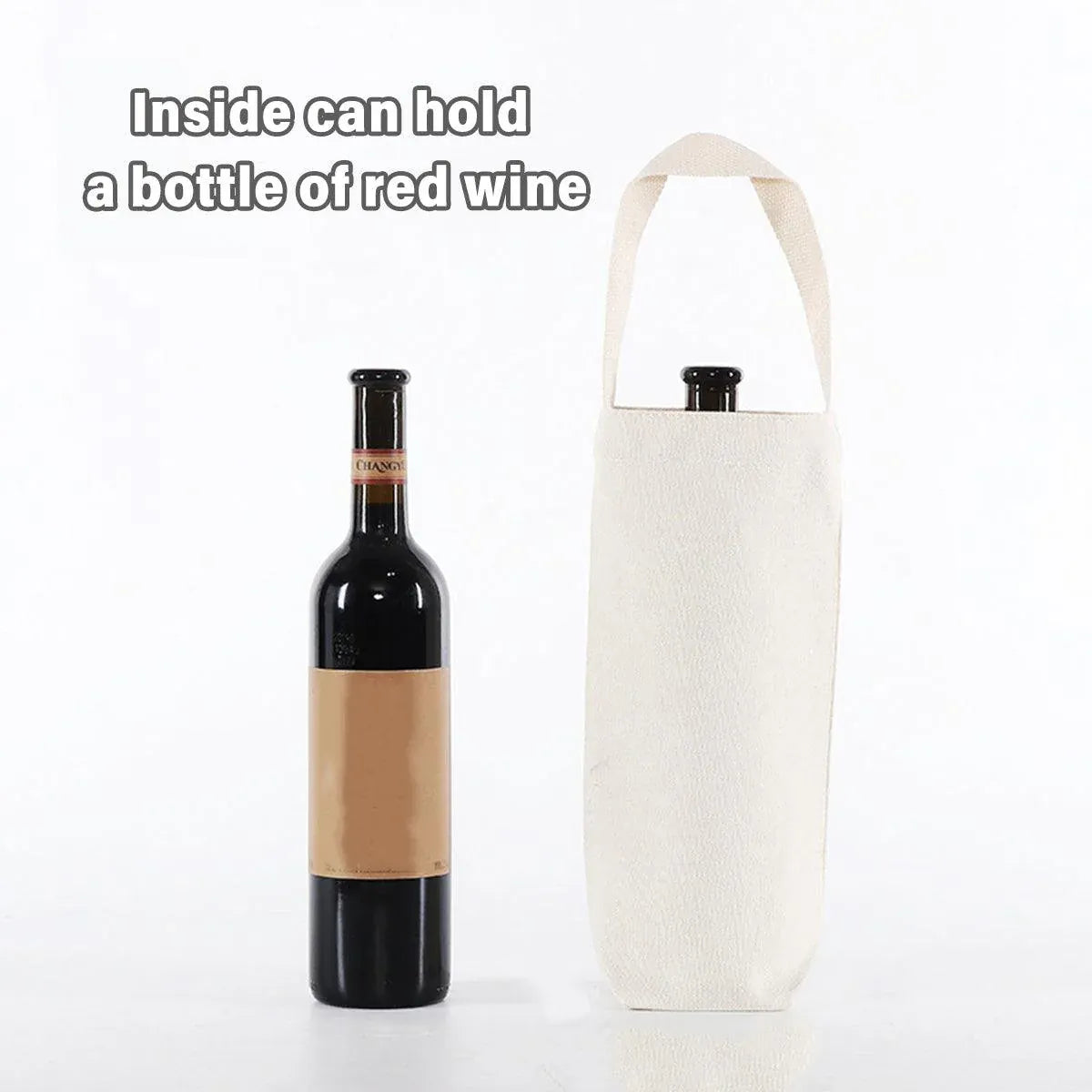 10pcs Portable Wine Bag Canvas Burlap Bottle Packing Holder for Gift Storage - 30x14x8cm