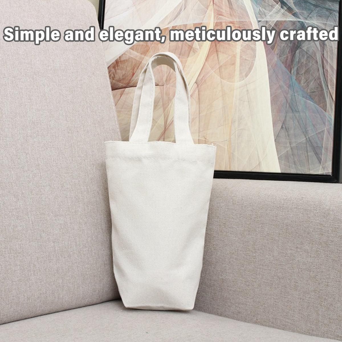10pcs Portable Wine Bag Canvas Burlap Bottle Packing Holder for Gift Storage - 30x14x8cm