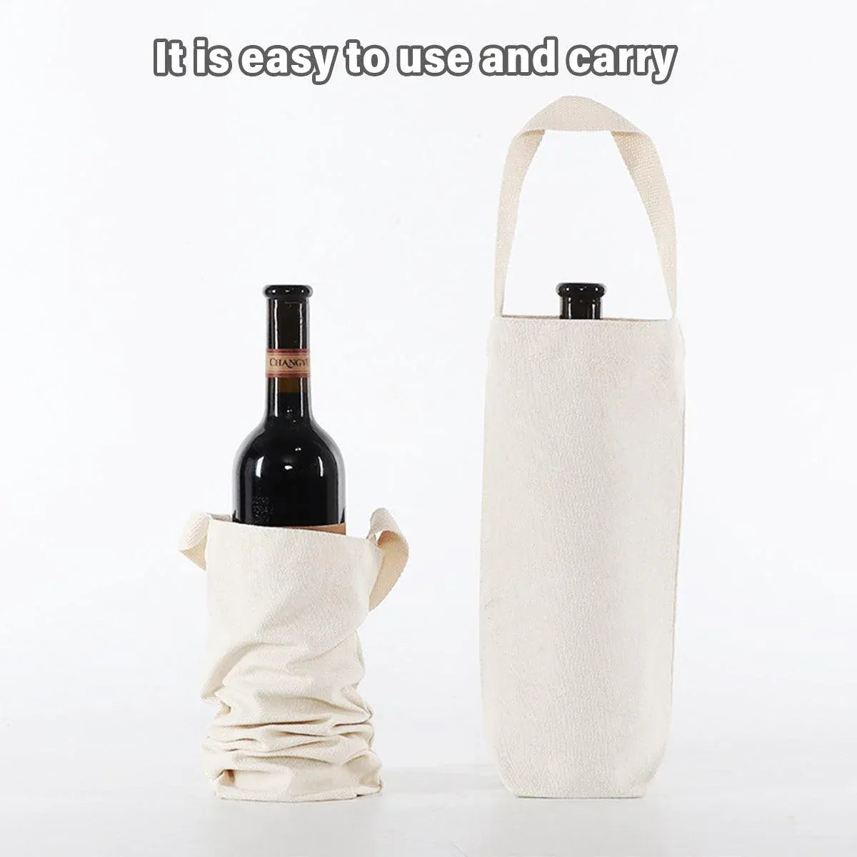 10pcs Portable Wine Bag Canvas Burlap Bottle Packing Holder for Gift Storage - 30x14x8cm