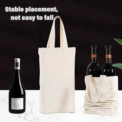 10pcs Portable Wine Bag Canvas Burlap Bottle Packing Holder for Gift Storage - 30x14x8cm