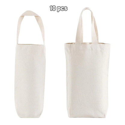 10pcs Portable Wine Bag Canvas Burlap Bottle Packing Holder for Gift Storage - 30x14x8cm