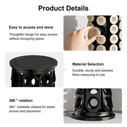 Coffee Pod Carousel Organiser 40 Capacity Rotating for Coffee Bar