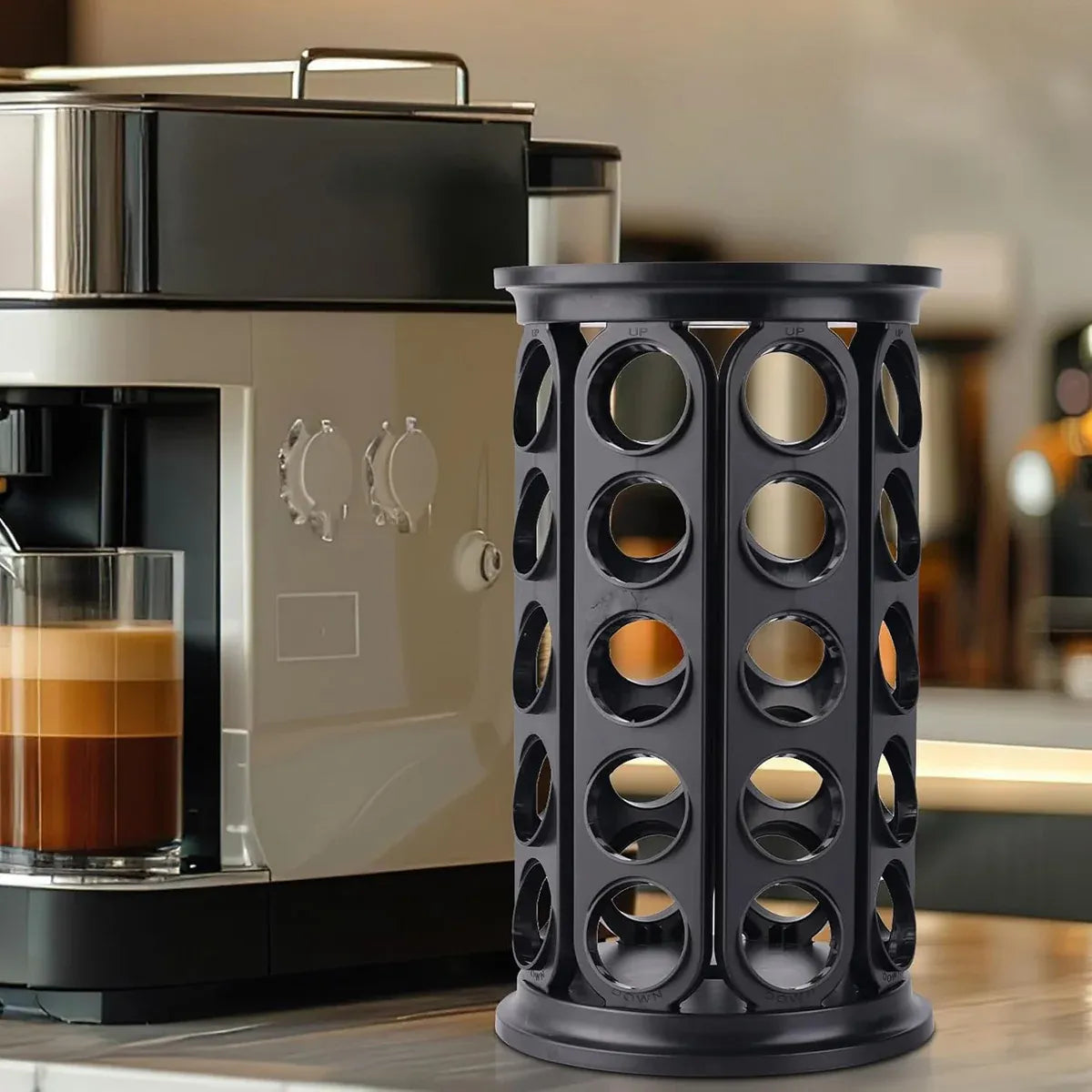 Coffee Pod Carousel Organiser 40 Capacity Rotating for Coffee Bar