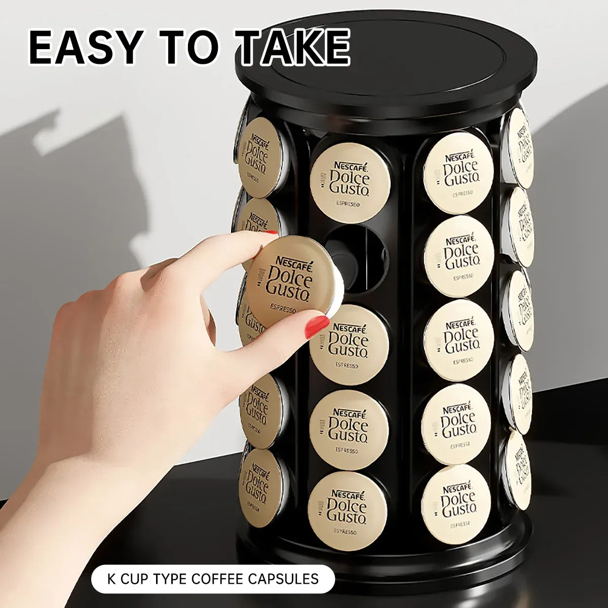 Coffee Pod Carousel Organiser 40 Capacity Rotating for Coffee Bar