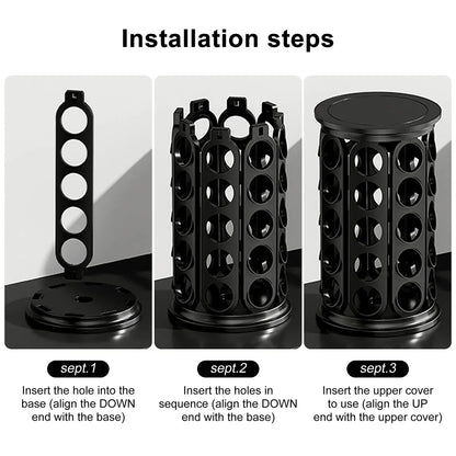 Coffee Pod Carousel Organiser 40 Capacity Rotating for Coffee Bar