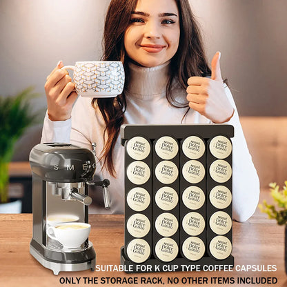Wall Mounted Coffee Capsule Storage Rack SpaceSaving for Kitchen Cafe Countertop - White