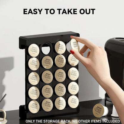 Wall Mounted Coffee Capsule Storage Rack SpaceSaving for Kitchen Cafe Countertop - White
