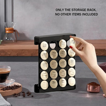 Wall Mounted Coffee Capsule Storage Rack SpaceSaving for Kitchen Cafe Countertop - White