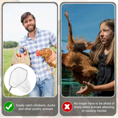 Poultry Catch Net Bag Hook Set Stainless Steel Thickened for Farm