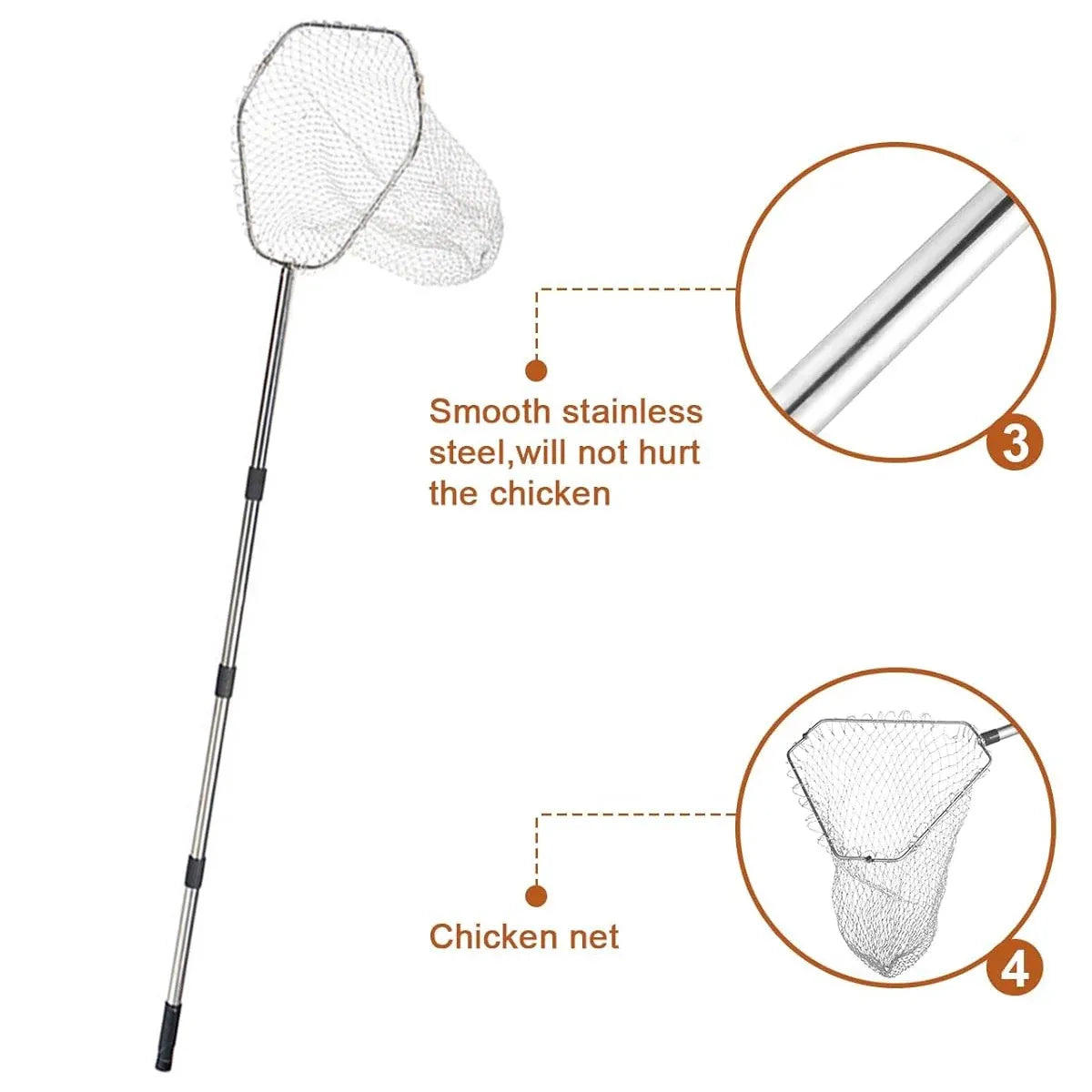 Poultry Catch Net Bag Hook Set Stainless Steel Thickened for Farm