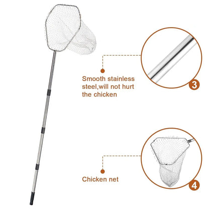 Poultry Catch Net Bag Hook Set Stainless Steel Thickened for Farm