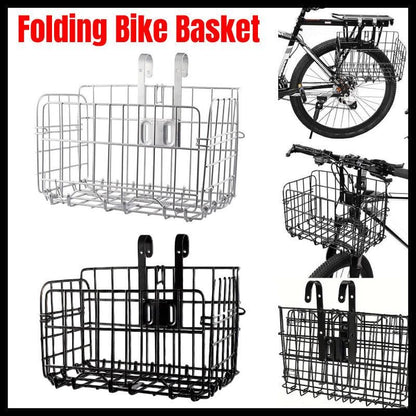Foldable Bicycle Basket Front and Rear Hanging Storage Rack Bike Accessories - Black