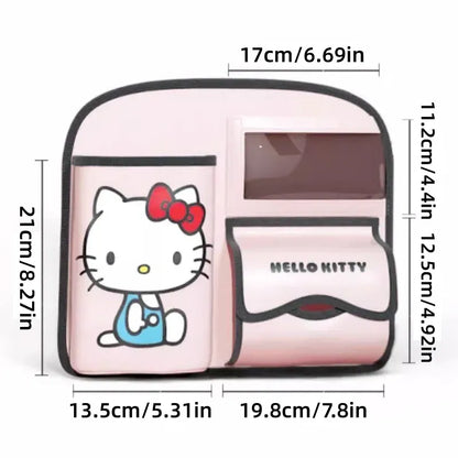 Vehicle Seat Back Organiser PU Storage Bag Foldable Trash Bin Multi Pocket Holder