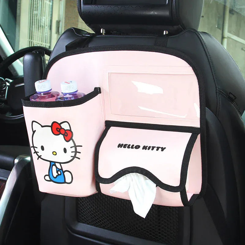 Vehicle Seat Back Organiser PU Storage Bag Foldable Trash Bin Multi Pocket Holder