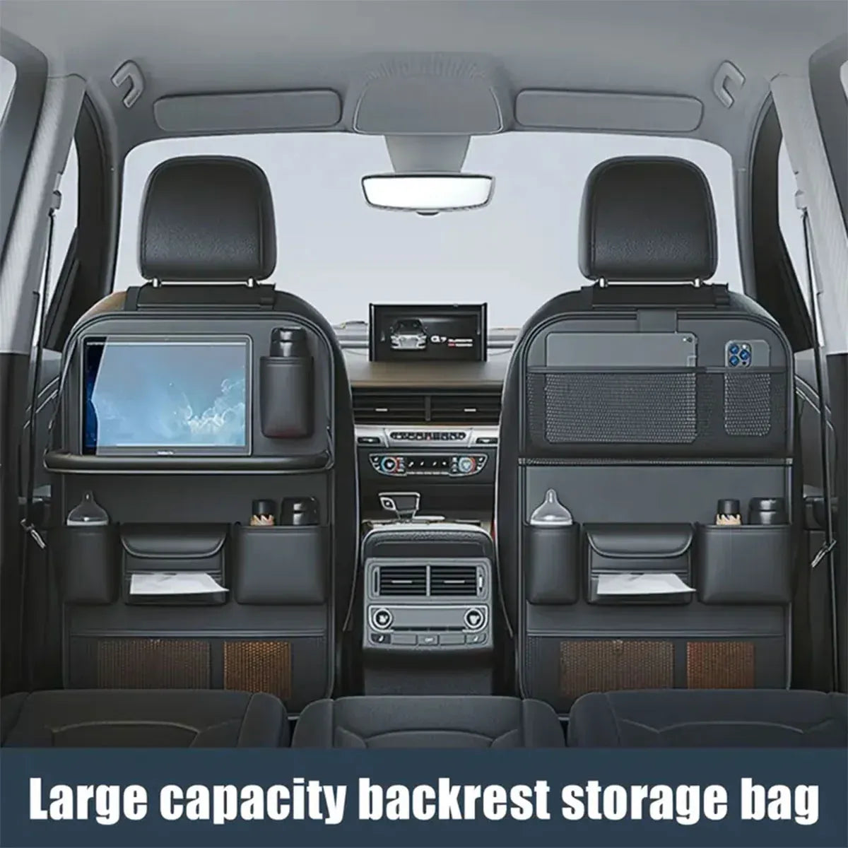 Backrest Storage Organizer Bag with Foldable Table for Vehicle Travel and Daily Use