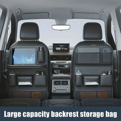 Backrest Storage Organizer Bag with Foldable Table for Vehicle Travel and Daily Use