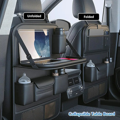 Backrest Storage Organizer Bag with Foldable Table for Vehicle Travel and Daily Use