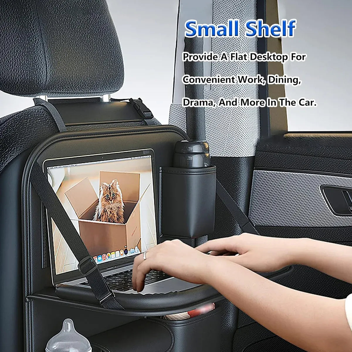 Backrest Storage Organizer Bag with Foldable Table for Vehicle Travel and Daily Use