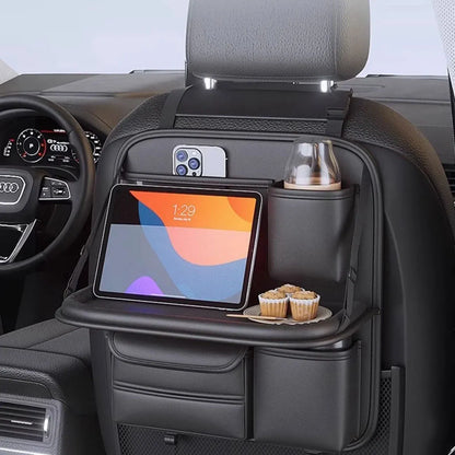 Backrest Storage Organizer Bag with Foldable Table for Vehicle Travel and Daily Use