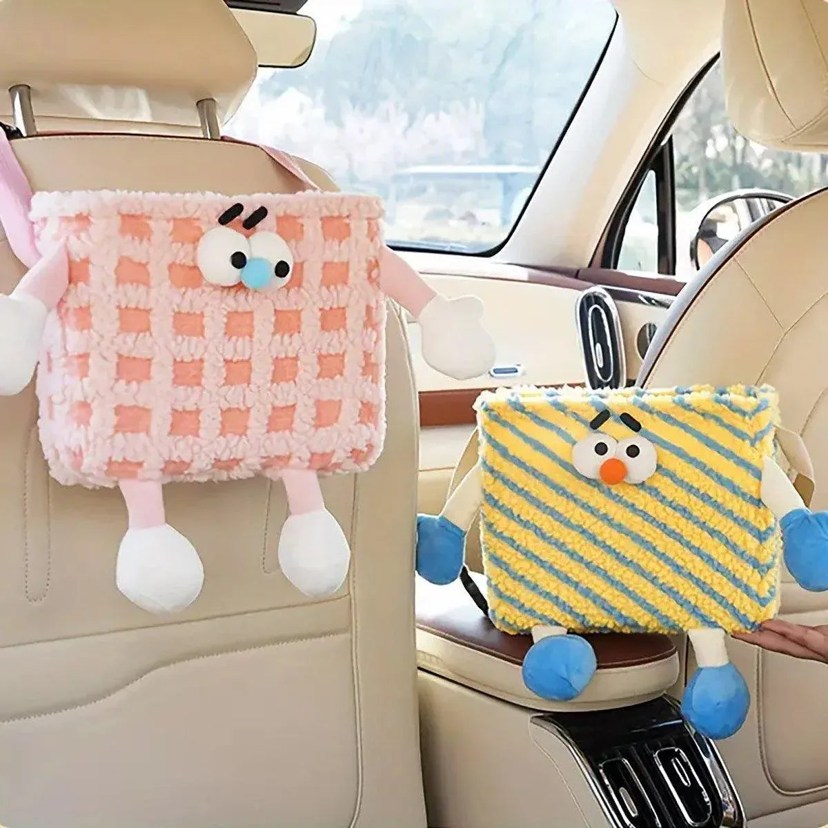 Car Wastebasket Seatback Hanging Storage Bin for Car Trash and Organizing - Blue