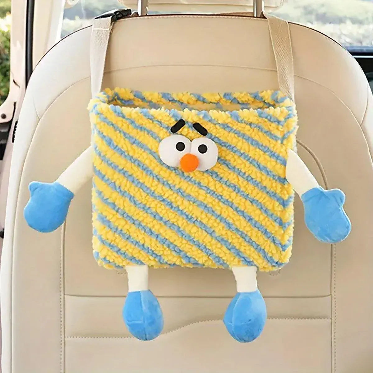Car Wastebasket Seatback Hanging Storage Bin for Car Trash and Organizing - Blue