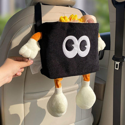 2in1 Car Wastebasket and Tissue Box Multifunctional Car Storage Bucket Organizer - Brown