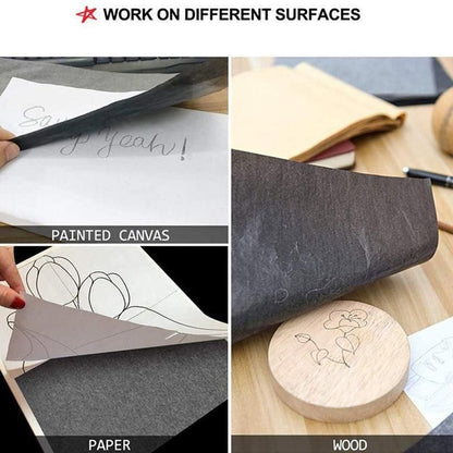 100X A4 Carbon Paper Sheets for Graphite Tracing on Wood & Canvas