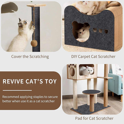 Trimmable Self Adhesive Carpet Pad for Cat Tree Stands Scratching Post Furniture - Khaki