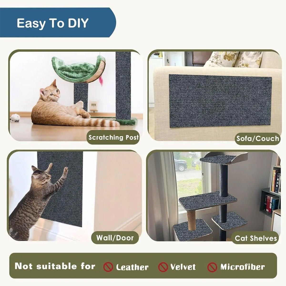 Trimmable Self Adhesive Carpet Pad for Cat Tree Stands Scratching Post Furniture - Khaki